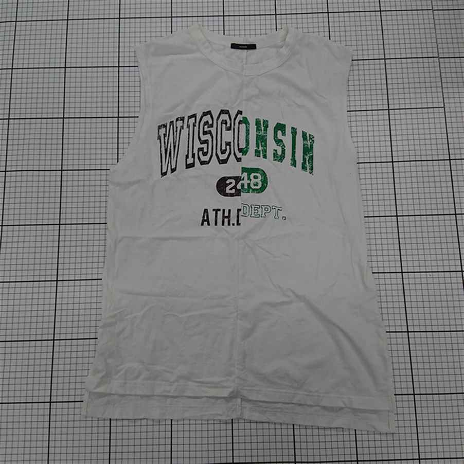 ◇ ⊂ オズモーシス ノースリーブ 切替プリントタンクトップ サイズONE ホワイト アイボリー系 レディース メンズ E 【中古】