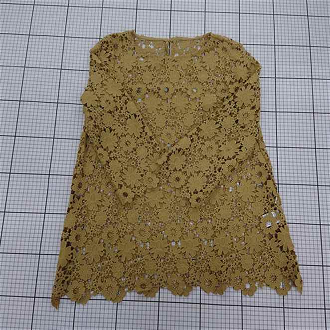 ◇ Θ Otto Collection オットー コレクション 花柄 レース 刺繡 長袖 チュニック サイズM イエロー系 レディース メンズ E 【中古】