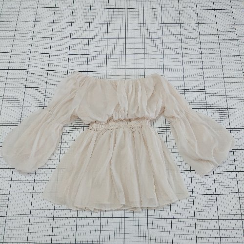 ◇ 未使用 Θ GRL グレイル ラメ シアー ペプラム 長袖 チュニック サイズF クリーム系 レディース E 【中古】