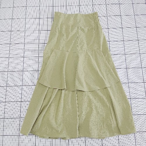 ◇ Θ ASTORIA ODIER アストリアオディール フリル ロング フレア スカート サイズS グリーン系 レディース E 【中古】