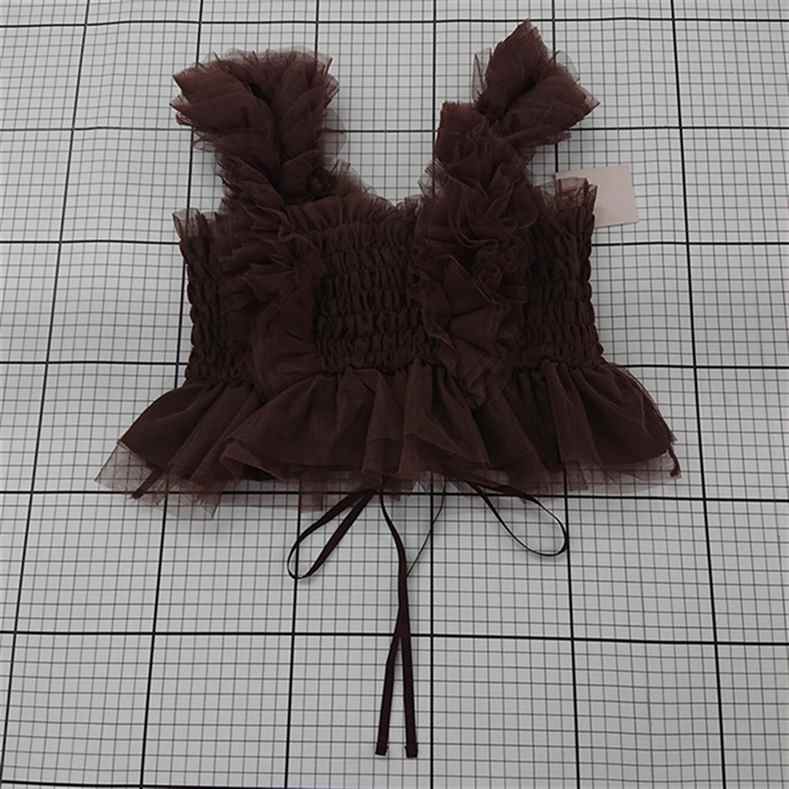 ◇ ⊂ 未使用 NICE CLAUP ナイスクラップ シャーリング チュール ビスチェ サイズF ブラウン系 レディー..