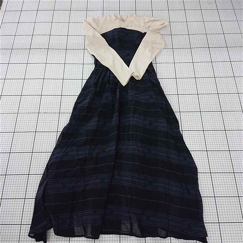 ◇ ⊇ RESEXXY リゼクシー 長袖 ロング チェックレイヤードフレアワンピース サイズF ネイビー ベージュ系 レディース E 【中古】