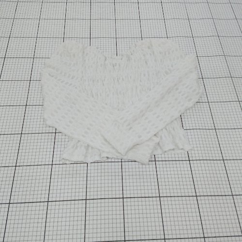 ◇ ⊂ MEISM ミズム 長袖 パフショルダーショート丈ギャザーカットソートップス サイズM ホワイト系 レディース E 【中古】