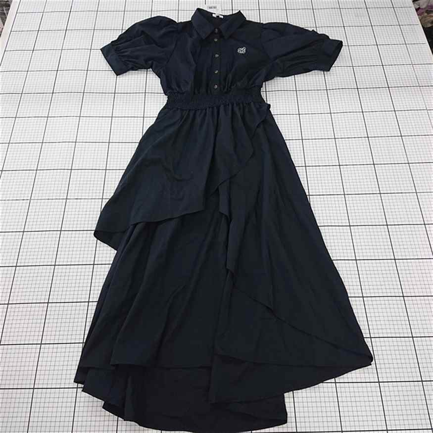 ◇ ⊂ 未使用 mily bilet ミウィビレット 刺繍 フリル 半袖 ロング丈 ワンピース サイズXL ネイビー レディース E 【中古】