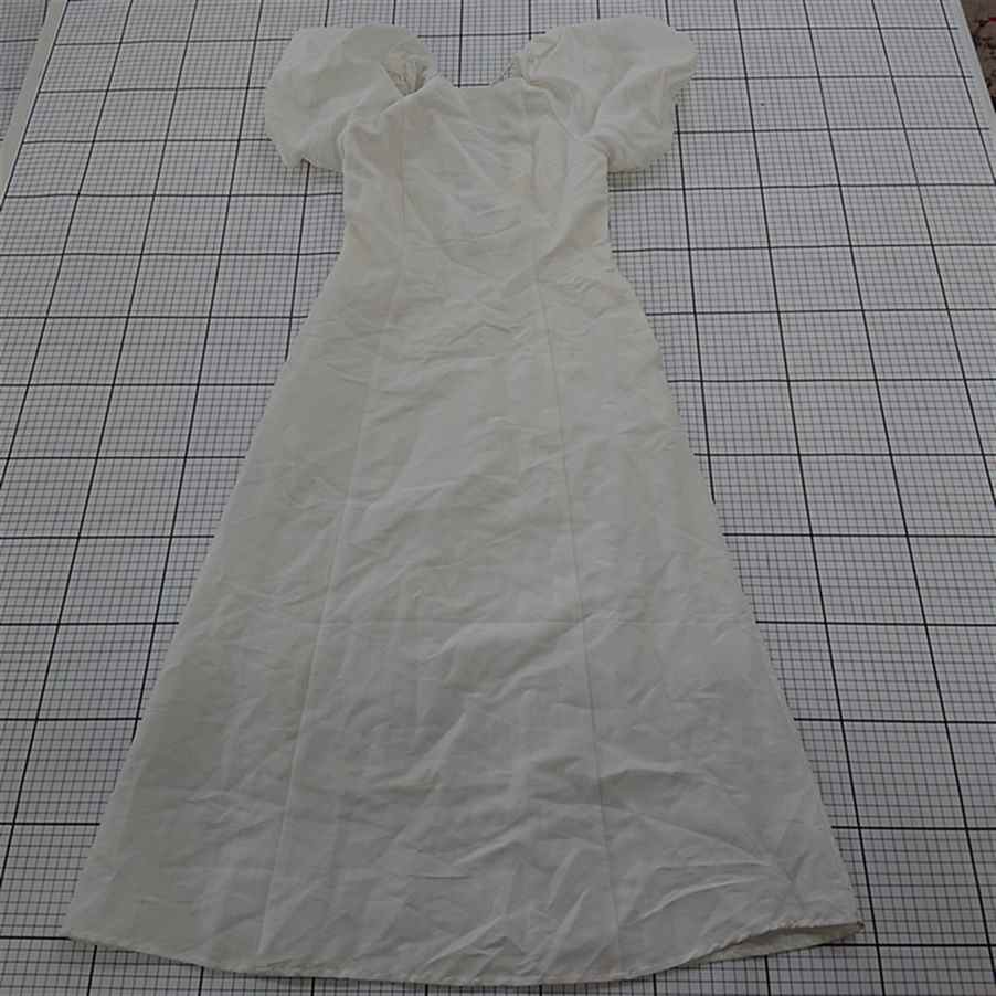 ◇ ⊂ FRAY I.D フレイ アイディー レースアップ パフスリーブ 半袖 膝下丈 ワンピース サイズ0 ホワイト系 レディース E 【中古】