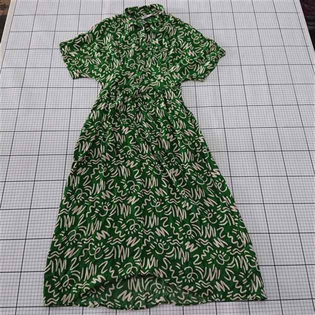 ◇ ⊂ ZARA ザラ 総柄 半袖 ロング丈 ワンピース サイズEUR S USA S MEX 26 グリーン系 レディース E 【中古】