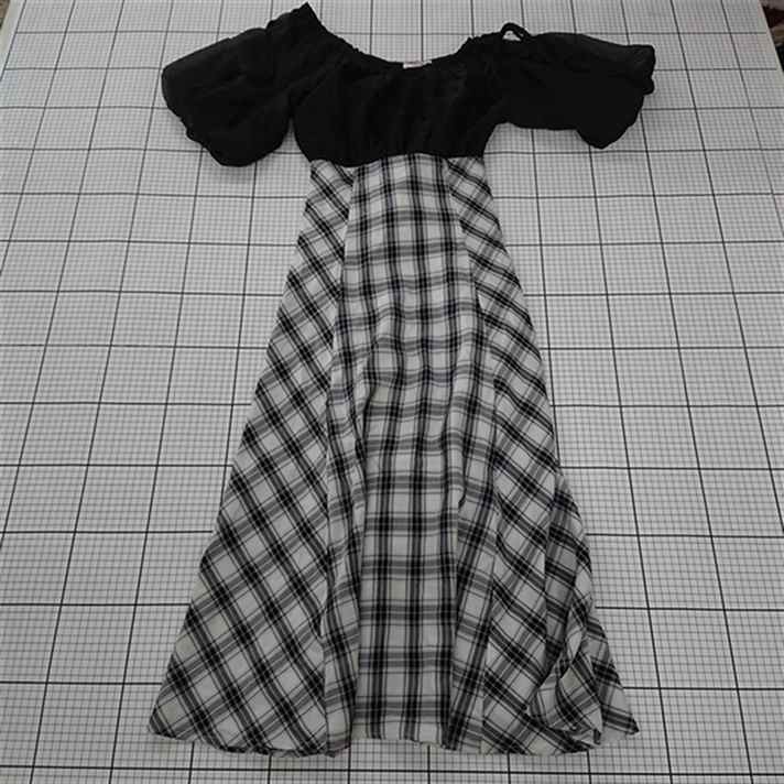 ◇ ⊂ mily bilet レースアップ パフスリーブ ロング ワンピース サイズL ブラック系ホワイト系 レディース E 【中古】