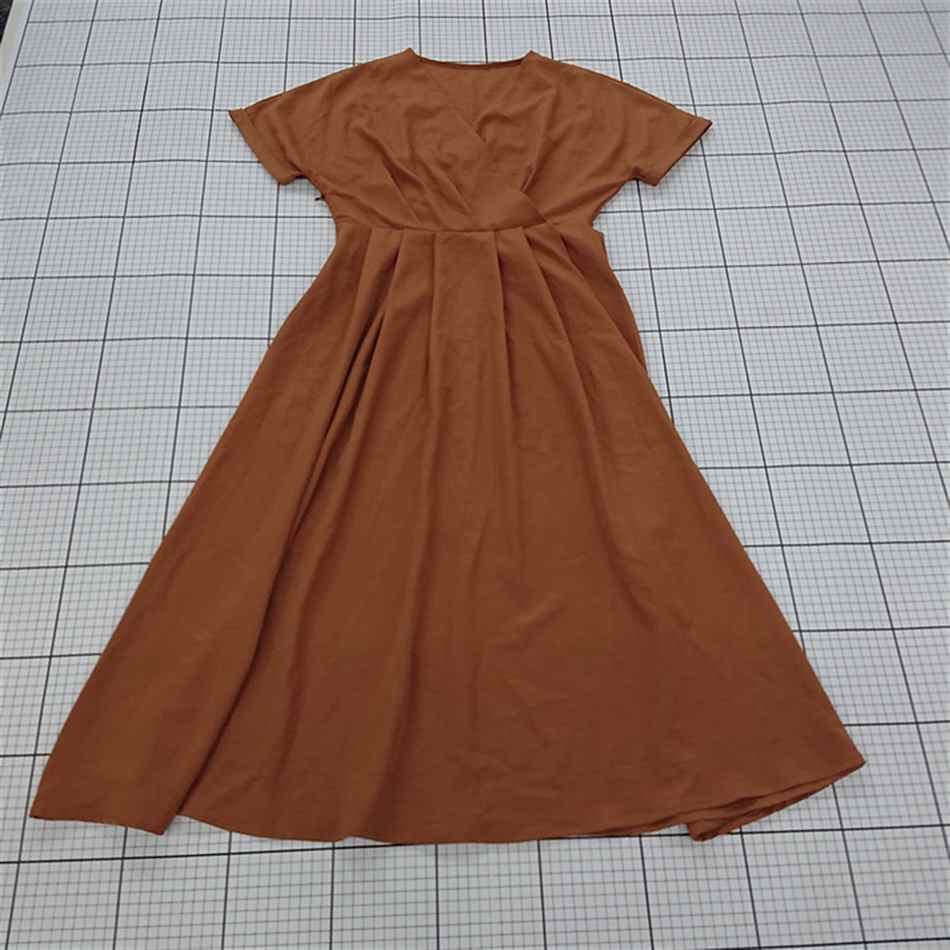 ◇ ⊂ ECLIN エクラン シンプル カシュクール 半袖 膝下丈 ワンピース サイズM テラコッタ系 レディース E 【中古】