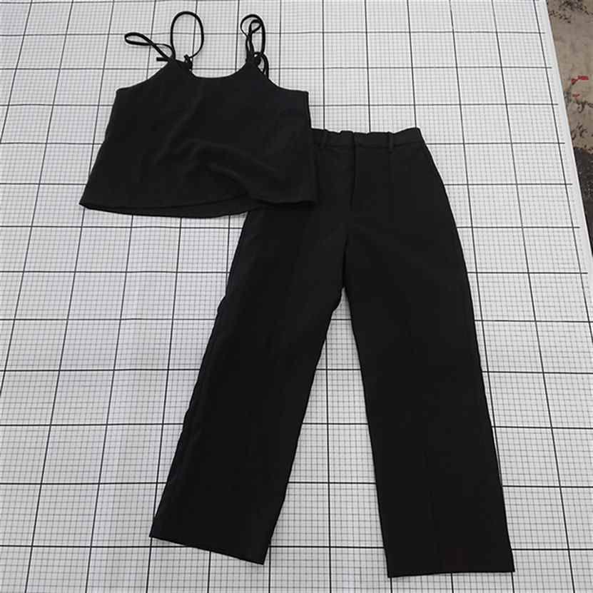 ◇ ⊂ AULI アウリィ シンプル キャミソール パンツ セットアップ 上下 サイズXS ブラック系 レディース E 【中古】