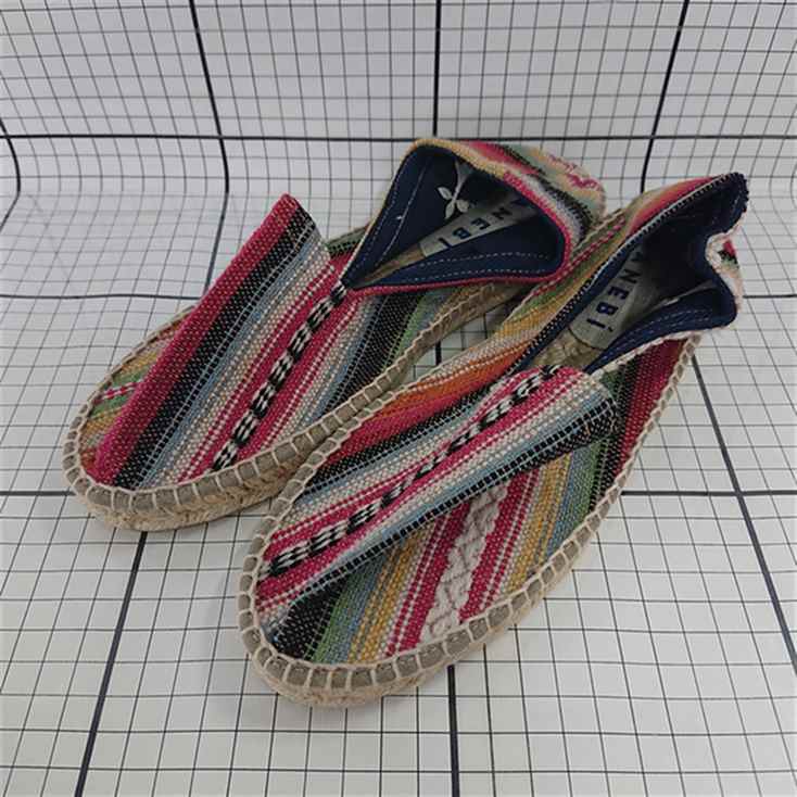 ◇ ⊂ 【マネビ MANEBI】エスパドリーユ ストライプ マルチカラー 38 レディースシューズ E 【中古】