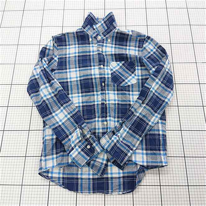 ◇ Θ 【ナノ・ユニバース nano・universe】nano BASE チェック柄 長袖シャツ Lサイズ ブルー系 E 【中古】