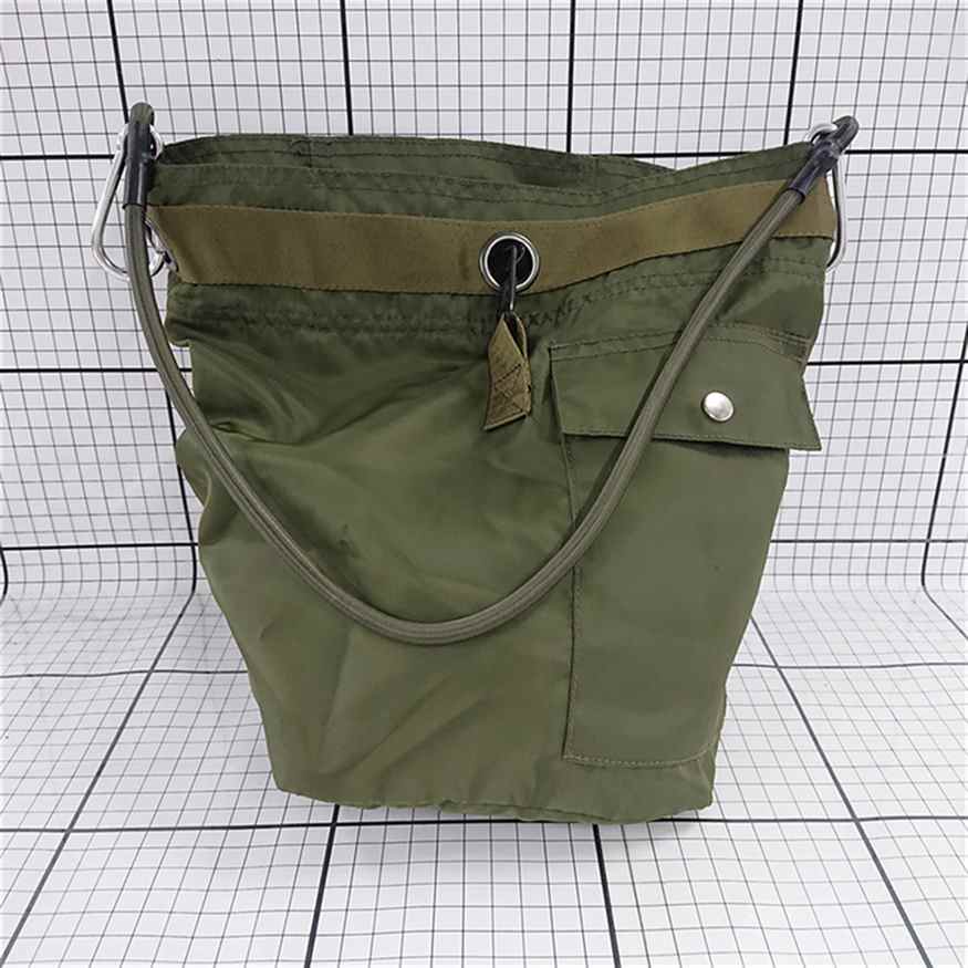 ◇ Θ 【サムオムアンドコー somom&co】ミリタリー風 バケツ型 ショルダー ハンド バッグ カーキ系 E 【..