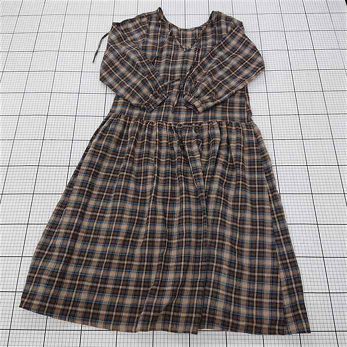 ◇ ⊇ ワンピース クディール kudir KT127039BW チェック柄ワンピース 長袖 Sサイズ レディース E 【中古】