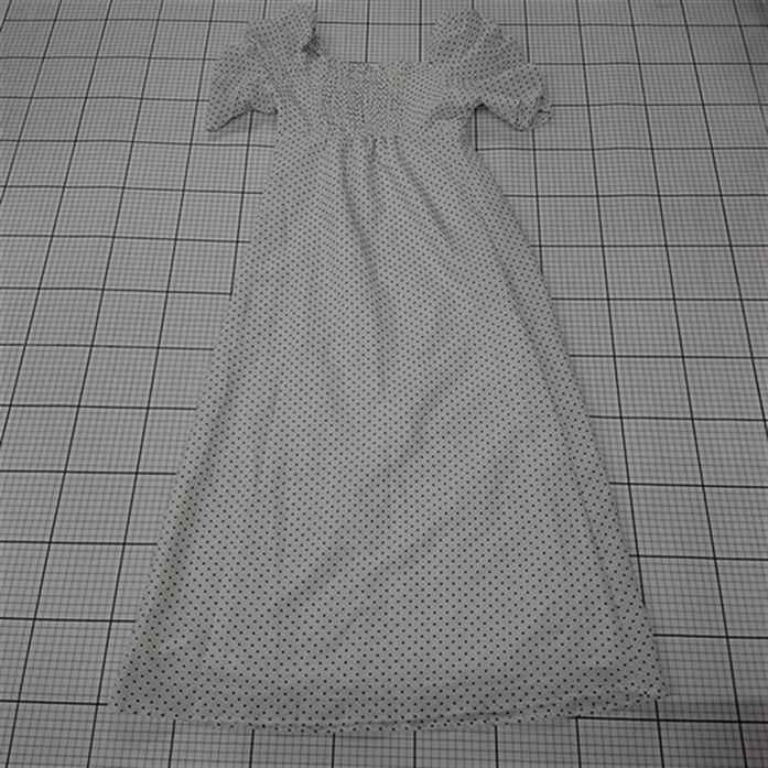 ◇ ⊂ ワンピース 【ヘザー】HE070336TO ドット柄パフスリーブワンピース ホワイト系 Mサイズ E 【中古】