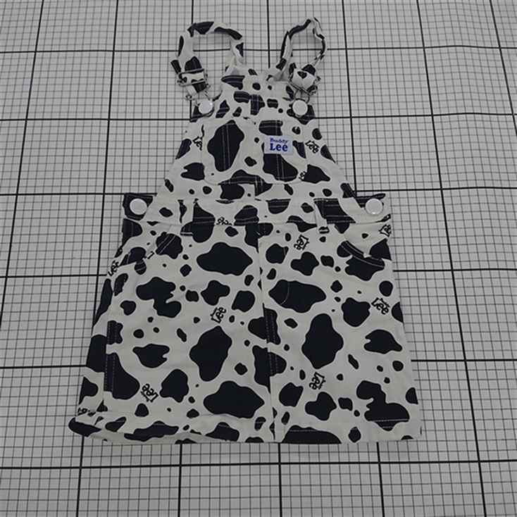 ◇ Θ ワンピース 【バディリー Buddy Lee】110サイズ 牛柄 キッズ オーバーオール サロペット 綿97% ブラック系 E 【中古】