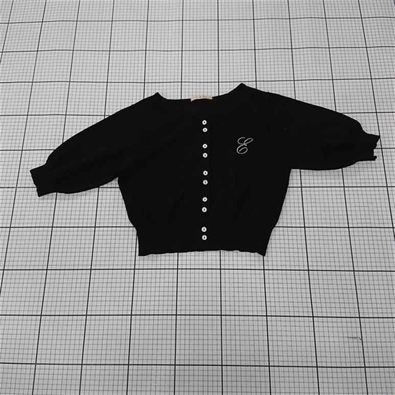 ◇ Θ 【ems excite エムズエキサイト】EE341512T002 ロゴ刺繍カーディガン ブラック系 Fサイズ 五分袖 E 【中古】