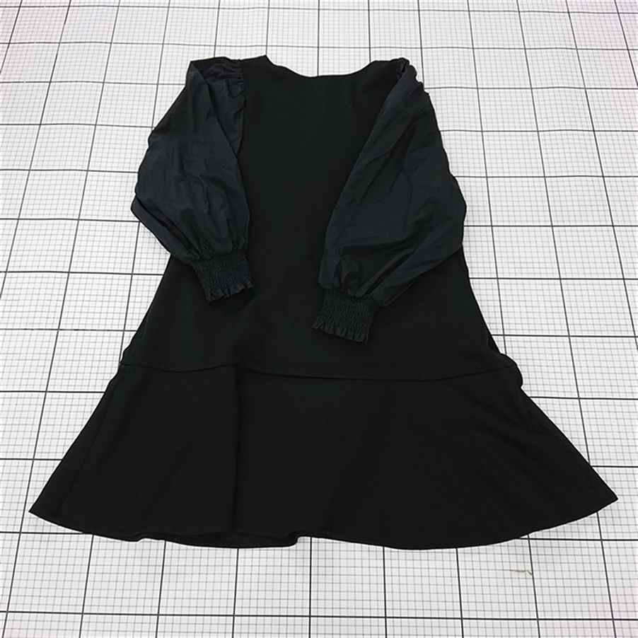 ◇ ⊇ ワンピース 【ロペピクニック】GDE-51280-B パフスリーブ切替ワンピース ブラック系 38サイズ E 【中古】