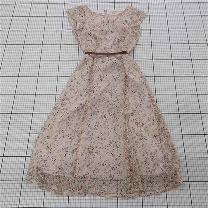 ◇ ⊂ 【ビーラディエンス BE RADIANCE】13006 花柄レースワンピース Sサイズ ベージュ系 E 【中古】