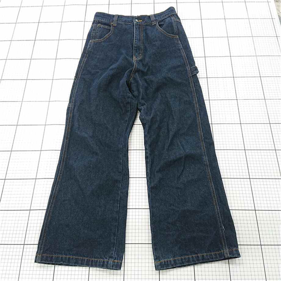 ◇ Θ 【ジャバ Java】ワイドデニムパンツ Lサイズ 綿レーヨン混 ネイビー系 E 【中古】