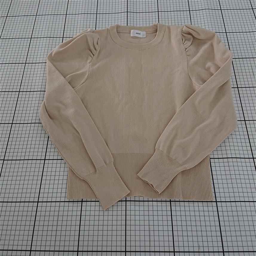 ◇ ⊇ アメル amel パフスリーブニット ベージュ系 レディース E 【中古】