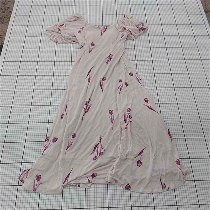 ◇ ⊂ ジェラートピケ gelato pique チューリップ柄パフスリーブロングワンピース Fサイズ ピンク系 レディース E 【中古】