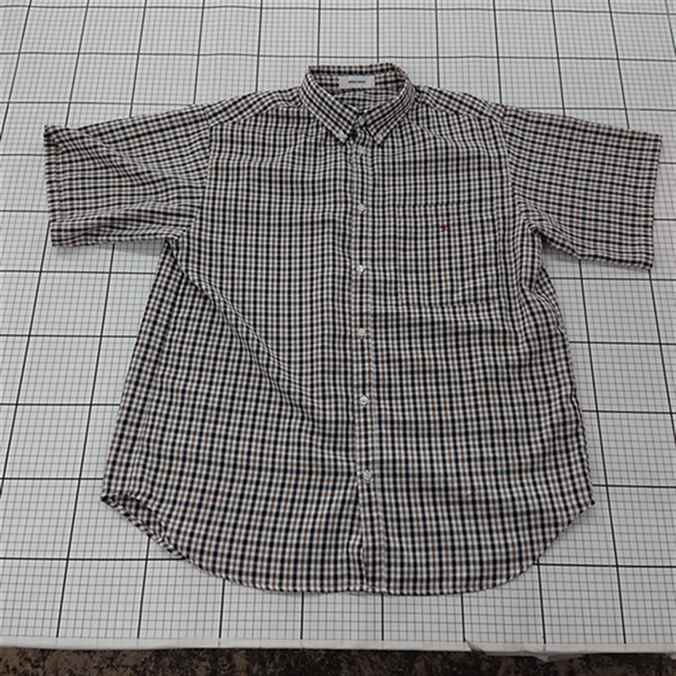 ◇ ⊂ モノマート MONO-MART チェック柄半袖シャツ Mサイズ ベージュ系 メンズ E 【中古】