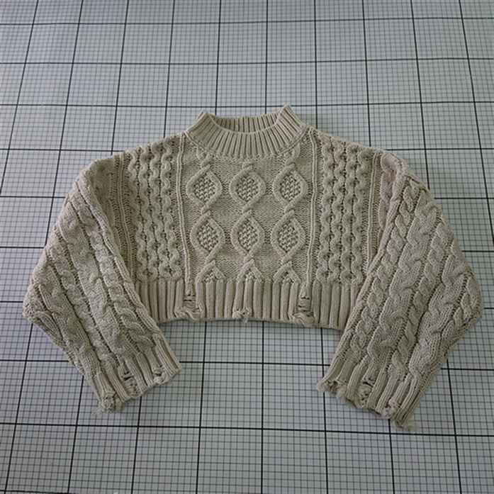 ◇ ⊇ エヴリス EVRIS ケーブル編みショートニットセーター ベージュ系 レディース Fサイズ E 【中古】