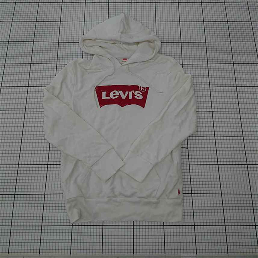 ◇ ⊇ リーバイス Levi's ロゴプリント プルオーバーパーカー XSサイズ ホワイト系 レディース E 【中古】(4)