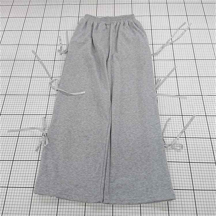 ◇ ⊇ me+em select ミームセレクト サイドリボンワイドパンツ グレー系 フリーサイズ レディース E 【中古】