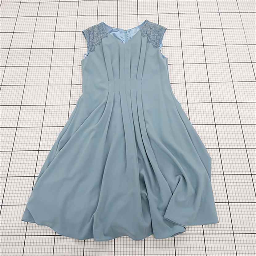 ◇ ⊂ ワンピース ルゥデルゥ Rew de Rew レース切替プリーツワンピース ブルー系 レディース サイズL E 【中古】