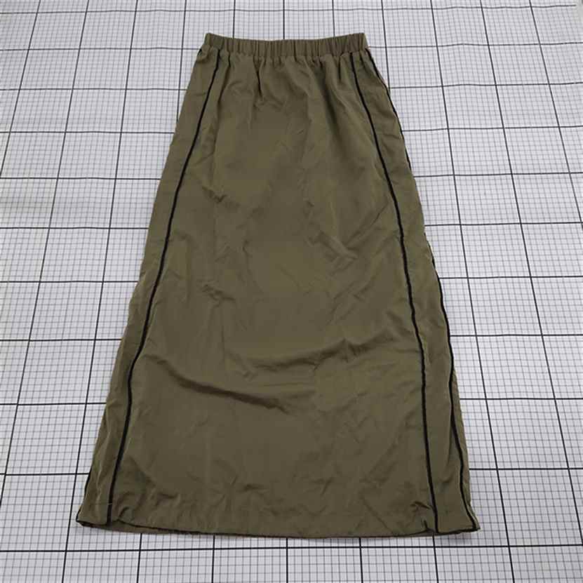 ◇ Θ CPCM ナイロンポリエステル ロングスカート カーキ系 レディース E 【中古】