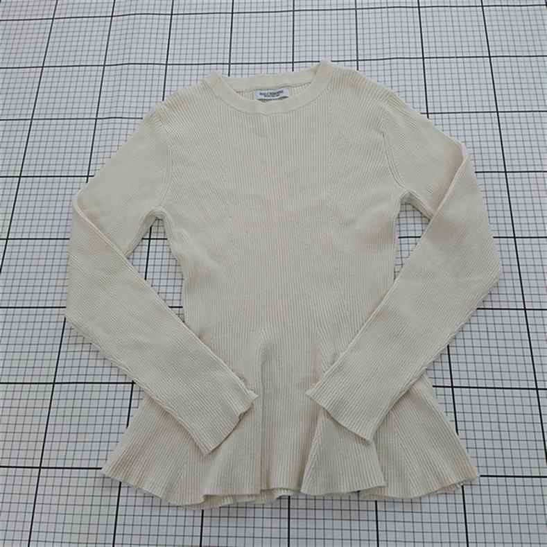 ◇ ⊇ ハルヒロイン HALUHIROINE リブニット ペプラムトップス アイボリー系 レディース Fサイズ E 【中古】