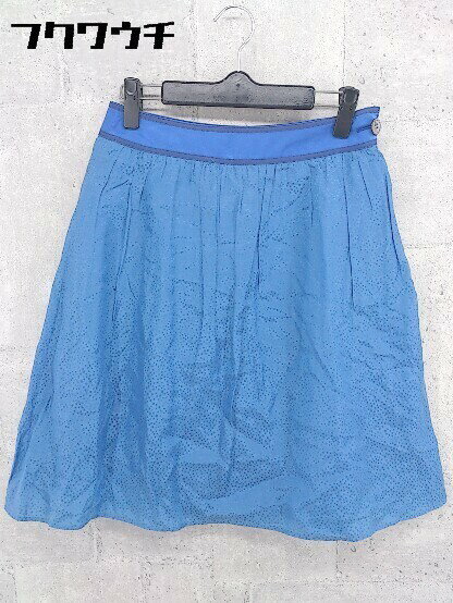 ◇ UNITED ARROWS ユナイテッドアローズ サイドジップ 膝丈 ギャザー スカート サイズ36 ブルー レディース 【中古】