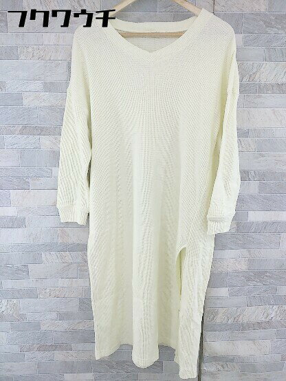 ◇ Samansa Mos2 blue サマンサモスモス ブルー ワッフル 長袖 ロング ワンピース FREE アイボリー レディース 【中古】