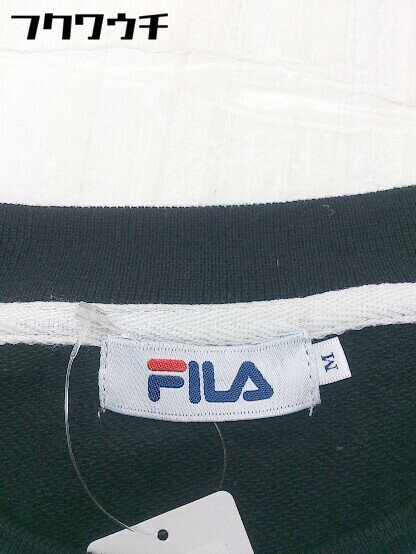 ◇ FILA フィラ ロゴ プリント 長袖 スウェット トレーナー サイズM ブラック メンズ 【中古】