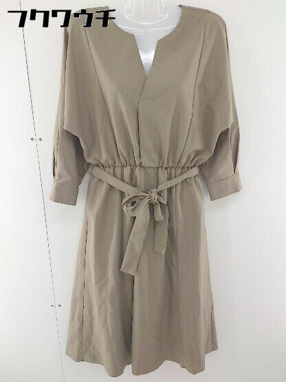 ◇ ◎ ROPE PICNIC ロペピクニック ウエストリボン付き 長袖 膝下丈 ワンピース サイズ38 ブラウン レディース 【中古】