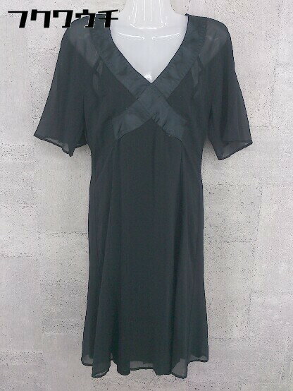 ◇ UNITED ARROWS SLITZ ユナイテッドアローズスリッツ シースルー 半袖 膝丈 ワンピース サイズ38 ブラック レディース 【中古】