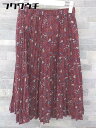 ◇ N. Natural Beauty Basic 花柄 膝下丈 プリーツ スカート サイズM ボルドー系 レディース 【中古】