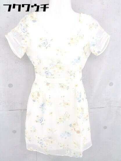 ◇ PROPORTION BODY DRESSING 花柄 シースルー 切替 半袖 ミニ ワンピース サイズ1 アイボリー系 レディース 【中古】