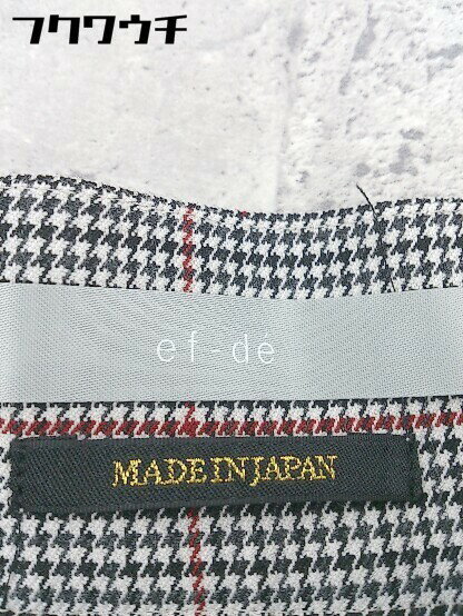 ◇ ef-de エフデ 千鳥格子 フロントボタン 膝下丈 スカート サイズ7 グレー レディース 【中古】