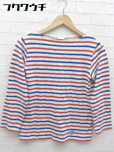 ◇ ORCIVAL オーシバル フランス製 ボーダー ボートネック 長袖 カットソー ホワイト レッド ブルー レディース 【中古】 ◇ ORCIVAL オーシバル フランス製 ボーダー ボートネック 長袖 カットソー ホワイト レッド ブルー レディース 【中古】