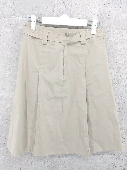 ◇ ◎ MELROSE メルローズ ベルト付 膝丈 フレア スカート サイズ3 ベージュ レディース 【中古】