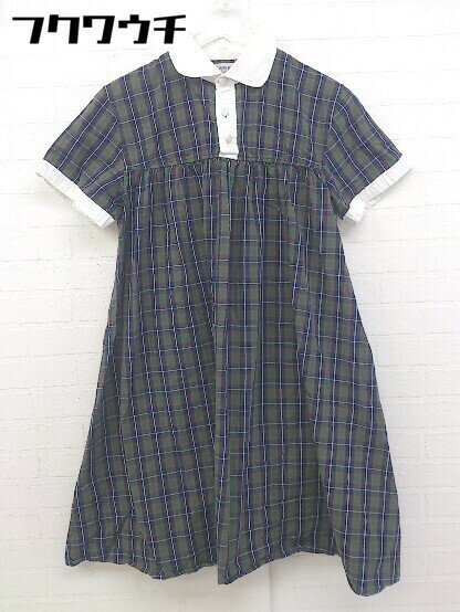 ◇ ◎ BEAMS BOY ビームス ボーイ チェック 半袖 ミニ ワンピース サイズboy グリーン レディース 【中古】