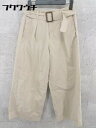 ◇ ◎ Ungrid アングリッド ベルト付 ワイド パンツ サイズS ベージュ レディース 【中古】