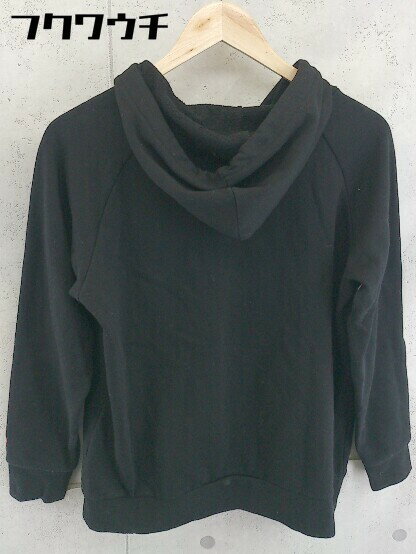 ◇ FILA フィラ 裏起毛 ロゴ 長袖 プルオーバー パーカー サイズL ブラック レディース 【中古】