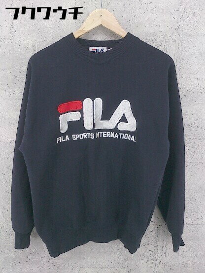 ◇ FILA フィラ ロゴ 刺繍 長袖 トレーナー サイズM ネイビー メンズ 【中古】