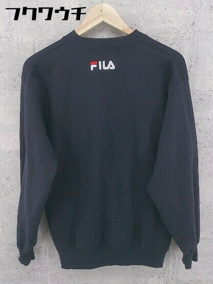 ◇ FILA フィラ ロゴ 刺繍 長袖 トレーナー サイズM ネイビー メンズ 【中古】