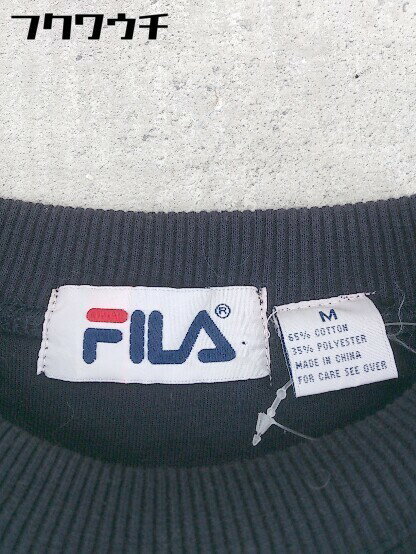 ◇ FILA フィラ ロゴ 刺繍 長袖 トレーナー サイズM ネイビー メンズ 【中古】