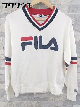 ◇ FILA フィラ Vネック ロゴ スウェット トレーナー サイズF ホワイト レディース 【中古】