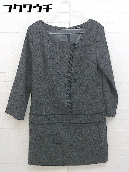 ◇ MAYSON GREY メイソングレイ レースアップ 八分袖 ミニ チュニック ワンピース サイズ2 ブラック系 レディース 【中古】